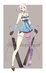  bandage bandages belt bow braid breasts chains dual_wielding elbow_gloves flower frills gloves hair_ornament kaine_(nier) lingerie negligee nier panties ribbon short_hair silver_hair solo sword thigh_strap thighhighs underwear weapon white_hair white_panties yellow_eyes yuzumame 