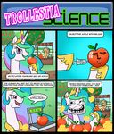  alicorn applejack_(mlp) armor blonde_hair comic crown english_text equine female feral friendship_is_magic fruit green_eyes hair harmony_harmony hat helium horn horns horse mad_max madmax mammal money multi-colored_hair my_little_pony pink_eyes pony princess princess_celestia_(mlp) rainbow_hair royalty science text troll_physics trollface yaranaika 