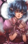  bad_id bad_pixiv_id bat_wings blood colored_eyelashes curly_hair expressionless hands_clasped lips no_hat no_headwear own_hands_together pointy_ears purple_hair red_eyes remilia_scarlet sheryth short_hair short_sleeves solo thorns touhou wings wrist_cuffs 