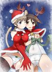 animal_ears antlers bad_anatomy bad_id bad_pixiv_id bare_shoulders bdsm bell black_legwear blue_eyes blush bondage bound bound_wrists bow braid breasts brown_eyes brown_hair capelet cat_ears cat_tail cheek-to-cheek christmas dog_ears dog_tail elbow_gloves fat_mons gloves hand_on_another's_cheek hand_on_another's_face hand_on_thigh hat heart large_breasts long_hair lynette_bishop miyafuji_yoshika multiple_girls one-piece_swimsuit one_eye_closed open_mouth panties red_gloves reindeer santa_costume santa_hat school_swimsuit short_hair single_braid smile strike_witches sweatdrop swimsuit tail thighhighs underwear white_school_swimsuit white_swimsuit world_witches_series zumi_(tk) 