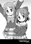  :3 amamiya_manami gakuen_utopia_manabi_straight! greyscale inamori_mika monochrome multiple_girls nekonin school_uniform seiou_gakuen_school_uniform 