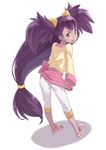  ass bad_id bad_pixiv_id big_hair blush dark_skin iris_(pokemon) looking_back mofu pokemon pokemon_(game) pokemon_bw purple_hair solo two_side_up 