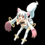  animal_ears bag bare_shoulders blush eating gradient_hair grief_seed grocery_bag kyubey leaning_forward mahou_shoujo_madoka_magica multicolored_hair open_mouth personification pink_hair red_eyes shinjou_satomi shopping_bag sidelocks simple_background solo tail thighhighs twintails white_hair white_legwear zettai_ryouiki 