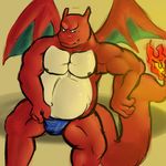  belly biceps big_muscles bin charizard chubby cute fat gut hawt hot invalid_tag male manly musclegut muscles nanaki nintendo overweight pecs pok&#233;mon pose solo species:charizard speedo stud swimsuit teasing underwear video_games 