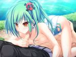  breasts censored enomoto_yoshika game_cg green_hair nipples penis sex suzukaze_no_melt swimsuit tenmaso wet whirlpool 