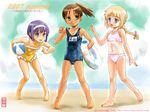  ball beach beachball bikini braid flat_chest hairband innertube lili_hamilton maira_gen multiple_girls name_tag one-piece_swimsuit one-piece_tan onodera_mimori ponytail school_swimsuit single_braid swimsuit tan tanline yoshinaga-san'chi_no_gargoyle yoshinaga_futaba 