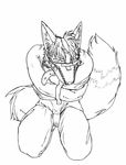  black_and_white bondage bound canine fox looking_at_viewer male mammal monochrome muzzle muzzle_(object) muzzled plain_background solo straitjacket unknown_artist white_background 