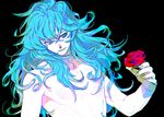  1boy blue_hair flower male male_focus pisces_aphrodite saint_seiya solo 