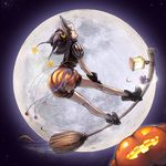  boots broom flying full_moon halloween hat jack-o&#039;-lantern lantern moon night pumpkin stars tagme tianna witch_hat 