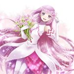  a-i-red alternate_costume bad_id bad_pixiv_id dress elbow_gloves flower gloves jewelry long_hair open_mouth pantyhose purple_eyes purple_hair smile solo sophie_(tales) tales_of_(series) tales_of_graces white_gloves white_legwear 