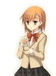  blazer jacket misaka_imouto misaka_imouto_10032 school_uniform simple_background solo to_aru_majutsu_no_index white_background yuuji 