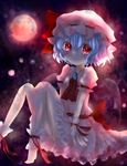  ankle_cuffs bad_id bad_pixiv_id barefoot blue_hair fang hat maho_moco moonlight red_eyes remilia_scarlet solo touhou wrist_cuffs 