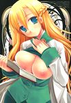  d.n.a.lab mint_(summon_night) miyasu_risa nipples open_shirt oppai paper_texture summon_night summon_night_4 