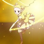  blonde_hair brooch brown_eyes bug butterfly cure_lemonade curly_hair double_bun full_body gloves hair_ornament hairpin insect jewelry kasugano_urara_(yes!_precure_5) magic magical_girl precure running serious shoes short_hair skirt solo thighhighs tomiwo twintails yellow yellow_background yellow_legwear yellow_skirt yes!_precure_5 