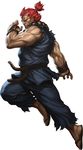  beads dougi gouki highres male_focus muscle official_art prayer_beads realistic red_eyes red_hair sandals solo stanley_lau street_fighter street_fighter_iii_(series) topknot 