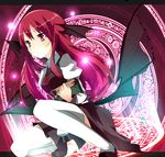  bad_id bad_pixiv_id bat_wings book colorized dress_shirt gintarou_(kurousagi108) head_wings koakuma long_hair low_wings magic_circle necktie red_eyes red_hair red_neckwear ruruan_(piitan) shirt skirt skirt_set solo squatting thighhighs touhou vest white_legwear wings zettai_ryouiki 