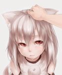  animal_ears detached_sleeves dress face hand_on_another's_head highres inubashiri_momiji junwool lips no_hat no_headwear out_of_frame petting pov pov_hands red_eyes silver_hair sketch solo_focus tail tears touhou white_dress wolf_ears wolf_tail 