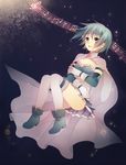  blue_eyes blue_hair cape gloves mahou_shoujo_madoka_magica miki_sayaka musical_note short_hair solo staff_(music) thighhighs tourin_fuwa 