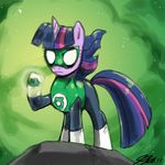  equine female feral friendship_is_magic glowing_eyes green_lantern green_lantern_(series) hair horn horns horse john_joseco mammal mask my_little_pony pony skinsuit solo twilight_sparkle_(mlp) two_tone_hair unicorn 