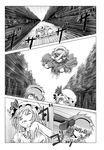  alice_margatroid bad_id bad_pixiv_id blood bomber_grape comic greyscale hat highres in_the_face kicking komeiji_satori monochrome multiple_girls remilia_scarlet short_hair touhou translated witch_hat 