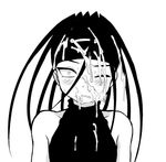  1boy androgynous bare_shoulders black_hair blush cum cum_on_body cum_on_upper_body envy_(fma) facial fullmetal_alchemist headband hiroshi_(kitaro) homunculus long_hair lowres monochrome skin_tight sleeveless surprised trap unhappy wince yaoi 