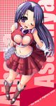  asamiya_athena boots breasts cleavage cleavage_cutout gloves hands king_of_fighters open_mouth skirt smile snk tongpoo tonpuu wince wink 