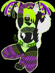  cleavage clothed clothing cyber-punk cyberpunk digigrade digitigrade dreadlocks eyewear female flat_colors goggles green-hair green_hair hair legwear mammal megabyte navel netting punk purple-hair purple_hair reboot silvermidnight skunk spotted_skunk stockings under-boob under_boob voxl 