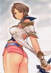  artbook ashelia_b'nargin_dalmasca ass breasts brown_hair final_fantasy final_fantasy_xii large_breasts momoi_nanabei no_panties short_hair solo sword weapon 