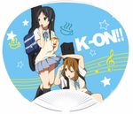  akiyama_mio bad_id bad_pixiv_id bag black_eyes black_hair brown_eyes brown_hair chicken_(food) eating fan food guitar_case hirasawa_yui instrument_case k-on! long_hair multiple_girls paper_fan school_uniform short_hair skirt skirt_lift uchiwa uchiwa_design watanore 