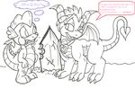  crossover dragon duclis ember english_text female feral friendship_is_magic gem male monochrome my_little_pony plain_background scalie spike_(mlp) spyro_the_dragon text the_legend_of_spyro video_games white_background 