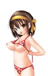  bikini brown_eyes brown_hair hairband mizugi rocket_tits suzumiya_haruhi suzumiya_haruhi_no_yuuutsu 