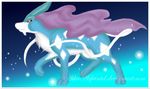  blue_eyes blue_fur border countershading fur gabusin glowing hair legendario legendary legendary_pok&#233;mon looking_back nintendo pok&#233;mon pok&eacute;mon purple_hair quadruped red_eyes red_sclera solo suicune video_games white_fur white_markings 