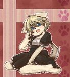 blush boy canine crossdressing cub dog domoki_kenji dress kneeling looking_at_viewer male mammal shota solo young 