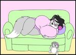  breasts canine cuddle daniwolf ears female flower glasses hair huge_breasts plushie tail white wide_hips 