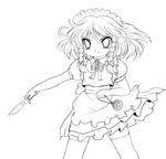  greyscale highres izayoi_sakuya knife lineart maid monochrome pocket_watch short_hair solo touhou transparent_background watch yume_shokunin 