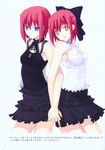  bare_shoulders blue_eyes bow breasts hair_bow highres hisui holding_hands kohaku lace medium_breasts multiple_girls red_hair shingo_(missing_link) short_hair siblings tsukihime twins yellow_eyes 