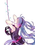  bad_id bad_pixiv_id belt blue_hair closed_eyes hatsune_miku headphones long_hair necktie saikawa_(0902k137) simple_background solo tears twintails very_long_hair vocaloid 