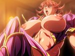  1girl breasts finish! game_cg indoors large_breasts nipples open_mouth princess_saga princess_saga_ii red_hair solo sweat 