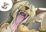  chibi eyes_above_hair eyes_closed fangs female foshu foshu_(character) gaping_maw micro open_mouth perspective saliva teeth tongue vore yawn 