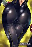  ass ass_focus back back_cover bayonetta bayonetta_(character) bodysuit cameltoe chain close-up cover crossed_legs from_behind gloves hand_on_hip highres hips shinobu_(tyno) shiny skin_tight solo source_request standing thigh_gap tight trefoil watson_cross wide_hips 