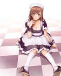  absurdres ariontang brown_eyes brown_hair derivative_work highres maid misaka_mikoto sitting solo to_aru_kagaku_no_railgun to_aru_majutsu_no_index 