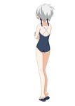  bad_id bad_pixiv_id competition_school_swimsuit darker_than_black from_behind one-piece_swimsuit peko school_swimsuit simple_background solo swimsuit yin 