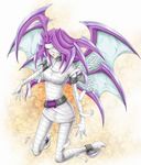  bandage bandages duel_monster long_hair nurse_reficule_the_fallen_one purple_hair wings yu-gi-oh! 