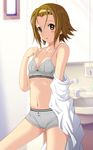  bad_id bad_pixiv_id blush bra brown_eyes brown_hair hairband k-on! lingerie open_mouth shian_(my_lonly_life.) short_hair solo standing tainaka_ritsu underwear undressing 