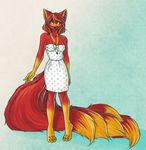  blue_eyes canine dress female fox molly multiple_tails necklace standing tail tatious 