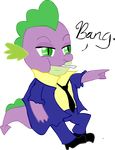  cowboy_bebop crossover dragon friendship_is_magic male my_little_pony oddball_kimin plain_background scalie solo spike_(mlp) spike_spegial spike_spiegel suit transparent_background 