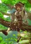  animal_ears bird brown-eared_bulbul brown_dress dress eurasian_tree_sparrow hat in_tree japanese_tit mystia_lorelei open_mouth pigeon pink_hair sawara sitting sitting_in_tree solo sparrow touhou tree wings 