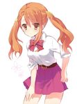  anjou_naruko ano_hi_mita_hana_no_namae_wo_bokutachi_wa_mada_shiranai. brown_eyes mayachi_(amuriya) orange_hair school_uniform skirt sleeves_rolled_up solo twintails 
