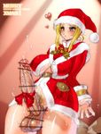  1girl blonde_hair blue_eyes blush bottomless breasts censored christmas cum cum_on_body cum_on_self ejaculation erect_nipples erection full-package_futanari futanari handsfree_ejaculation huge_breasts huge_penis large_breasts large_penis long_hair no_bra no_panties penis penis_ribbon plump pointless_censoring pre_cum precum pubic_hair ribbon sannengumi_kinpenisensei santa_costume santa_suit smile solo sweat testicles thick_thighs thighs veins veiny_penis 