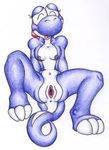  blue claws female mario_bros nintendo plain_background pussy solo spreading unknown_artist video_games white_background yoshi 